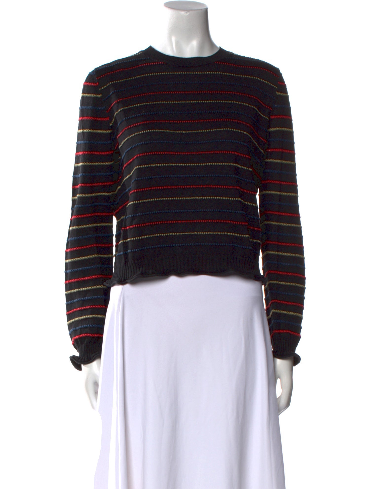 Sonia Rykiel Striped Crew Neck Crop Top