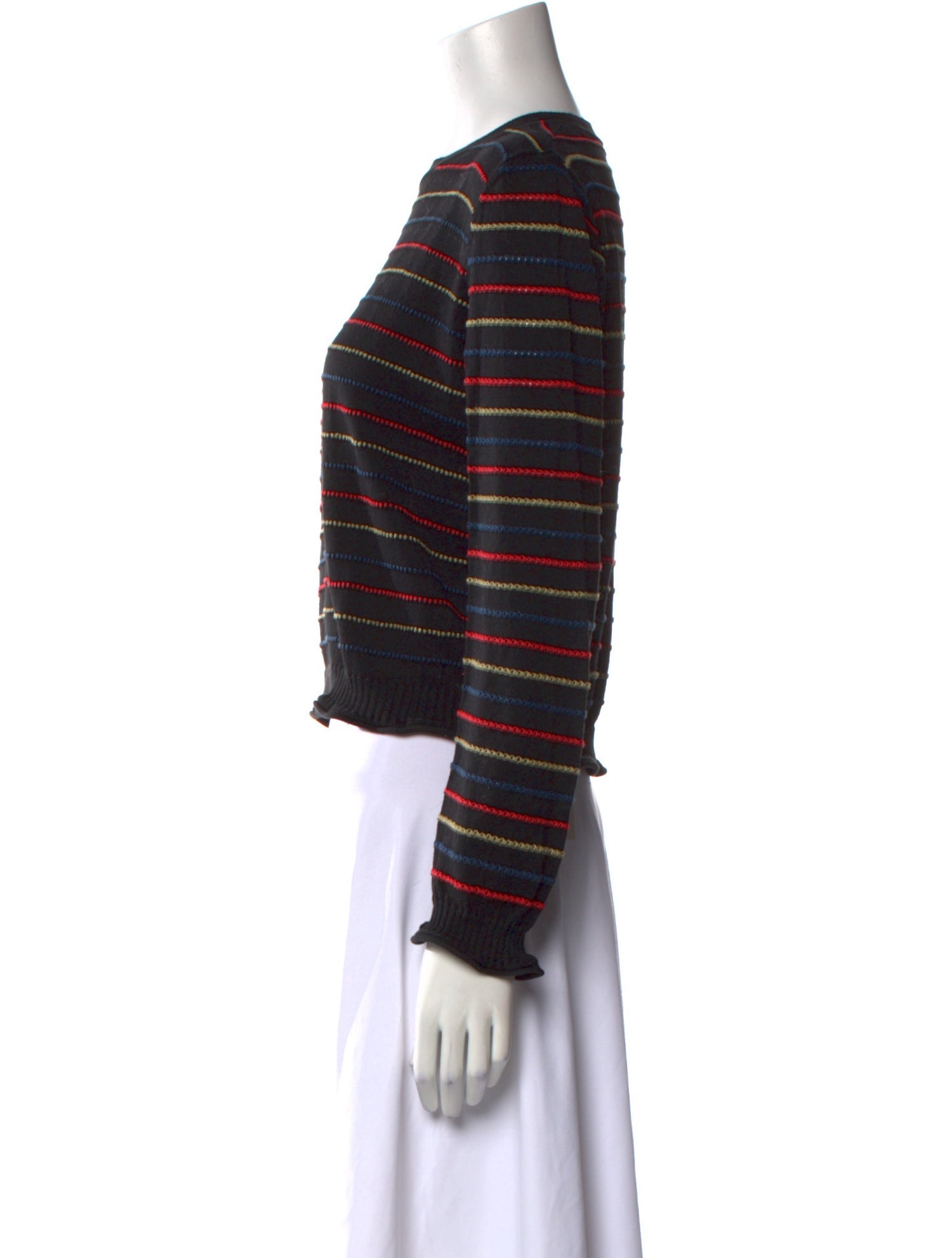 Sonia Rykiel Striped Crew Neck Crop Top