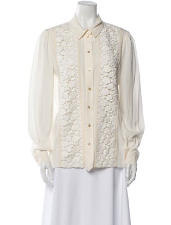 Sonia Rykiel Silk Long Sleeve Button-Up Top