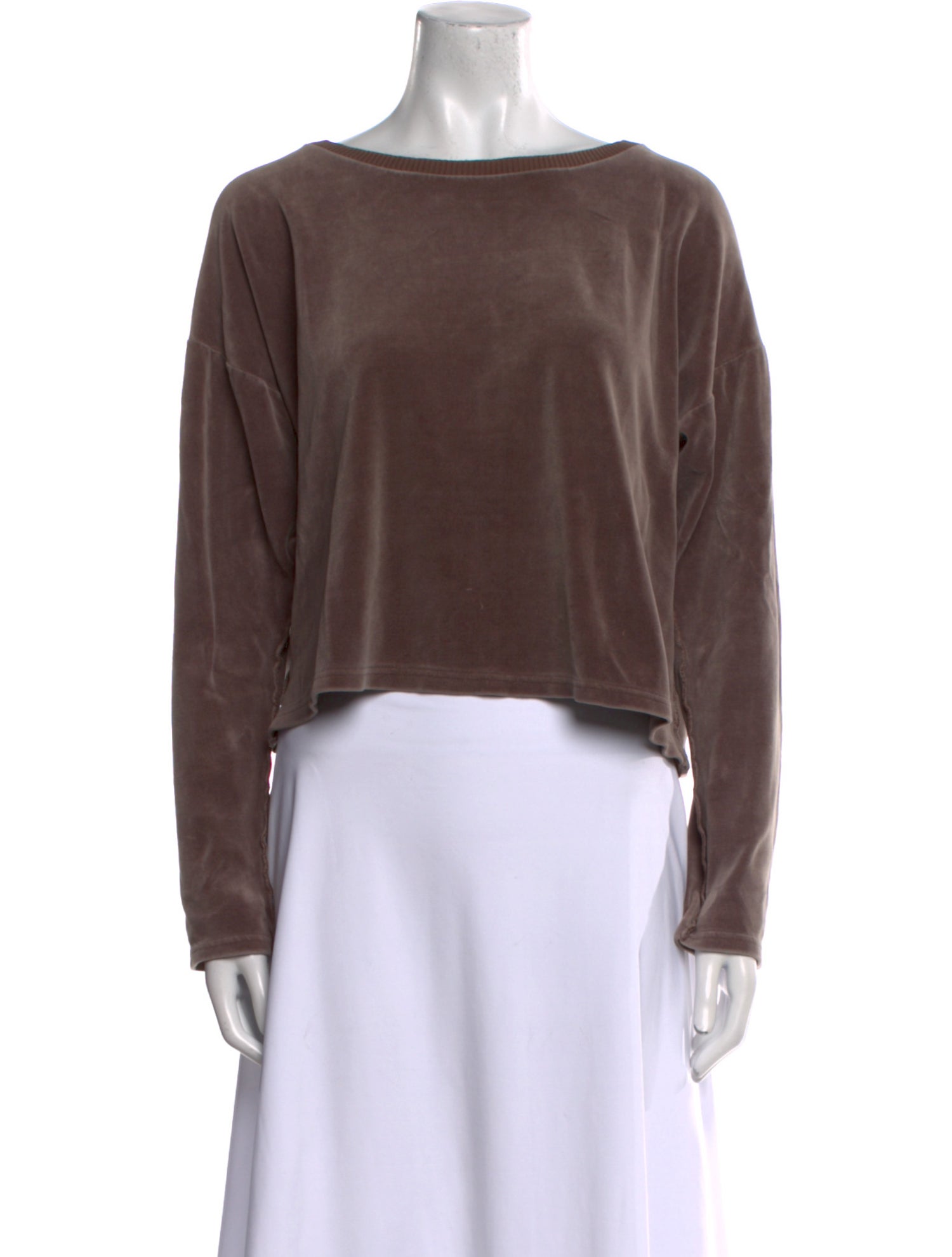 Sonia Rykiel Bateau Neckline Long Sleeve Crop Top