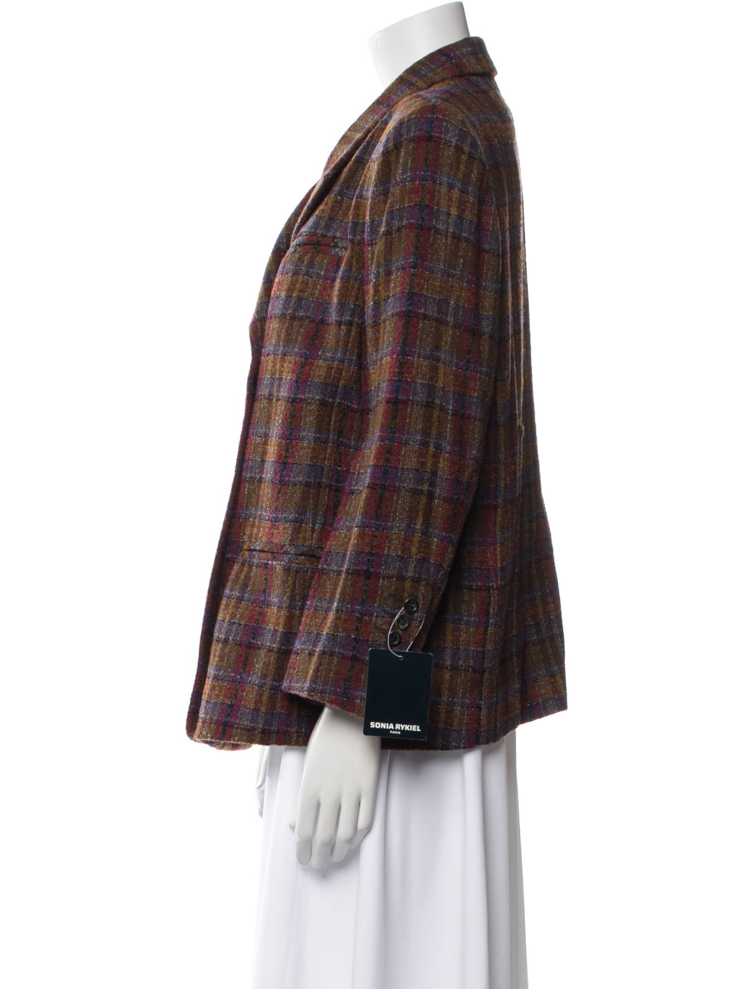 Sonia Rykiel Wool Plaid Print Blazer w/ Tags