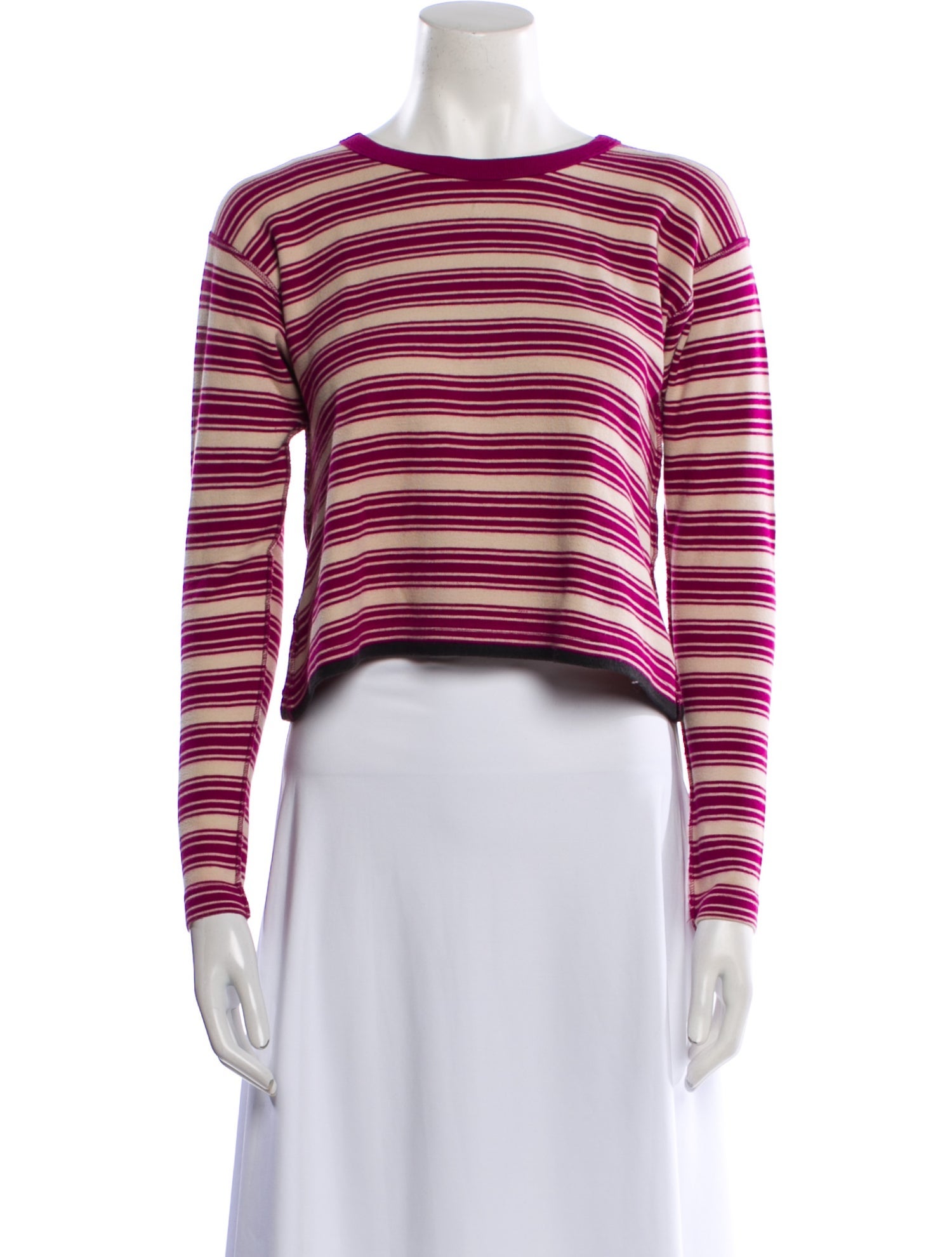 Sonia Rykiel Striped Bateau Neckline Crop Top