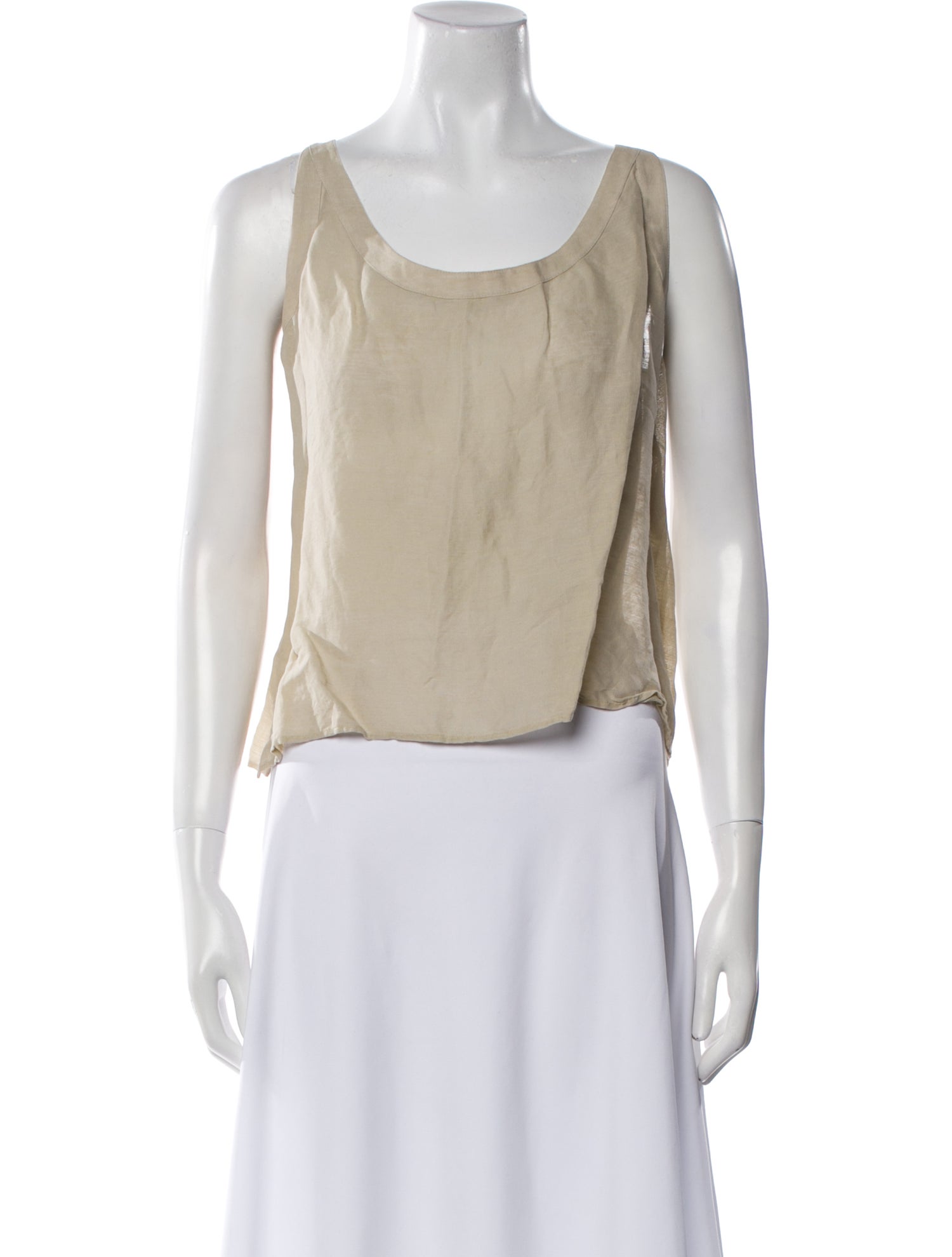 Sonia Rykiel Linen Scoop Neck Crop Top