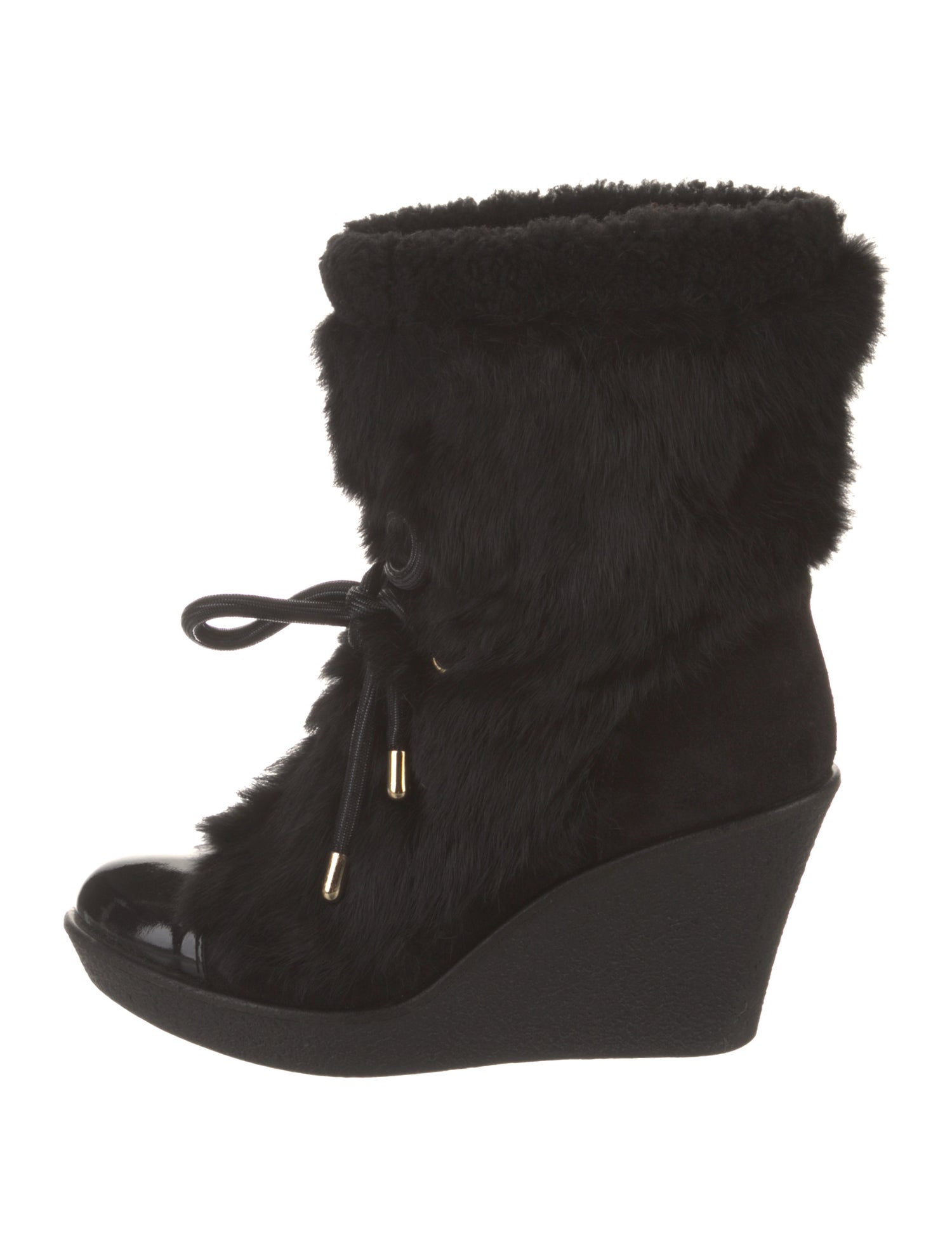 Sonia Rykiel Faux Fur Lace-Up Boots