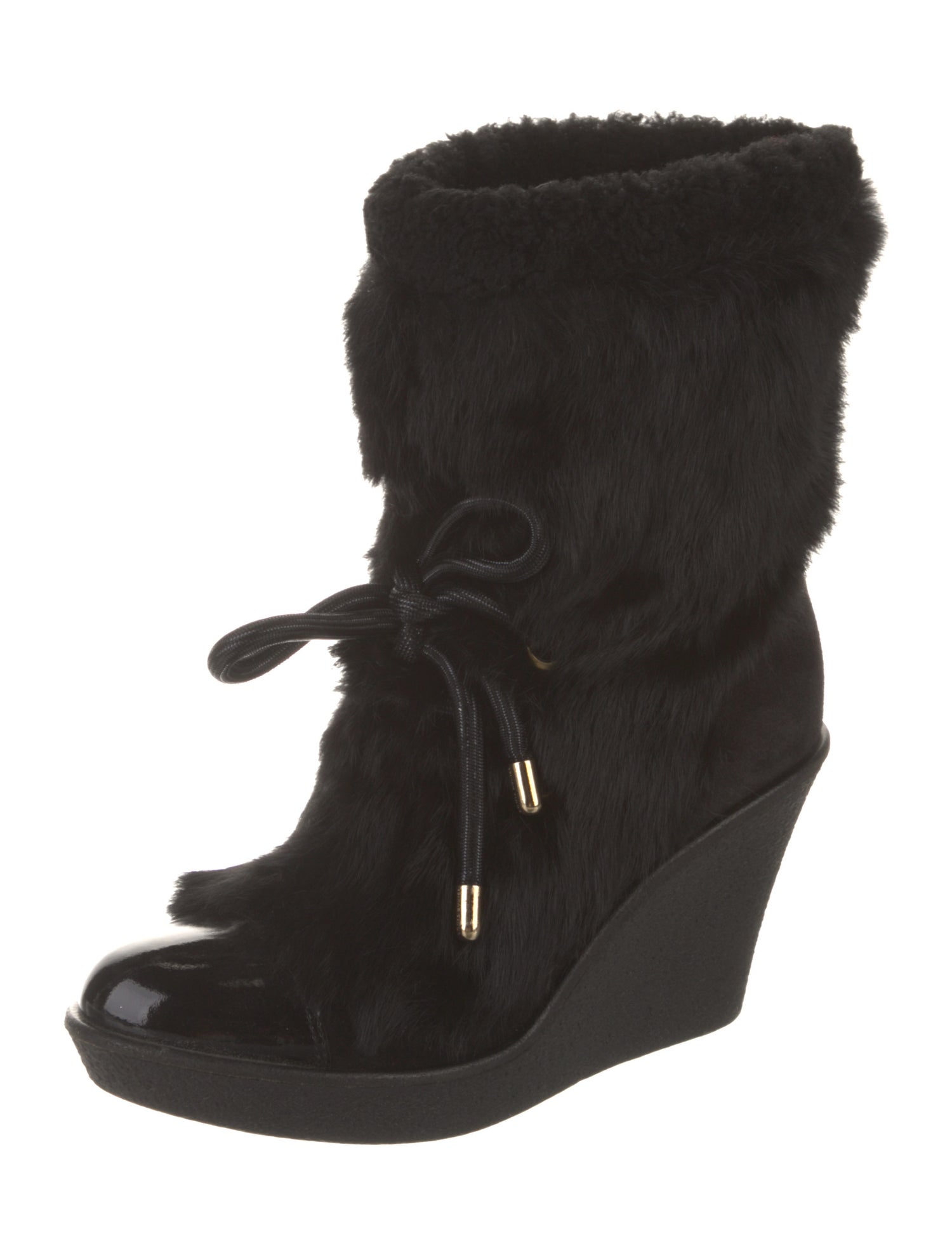Sonia Rykiel Faux Fur Lace-Up Boots