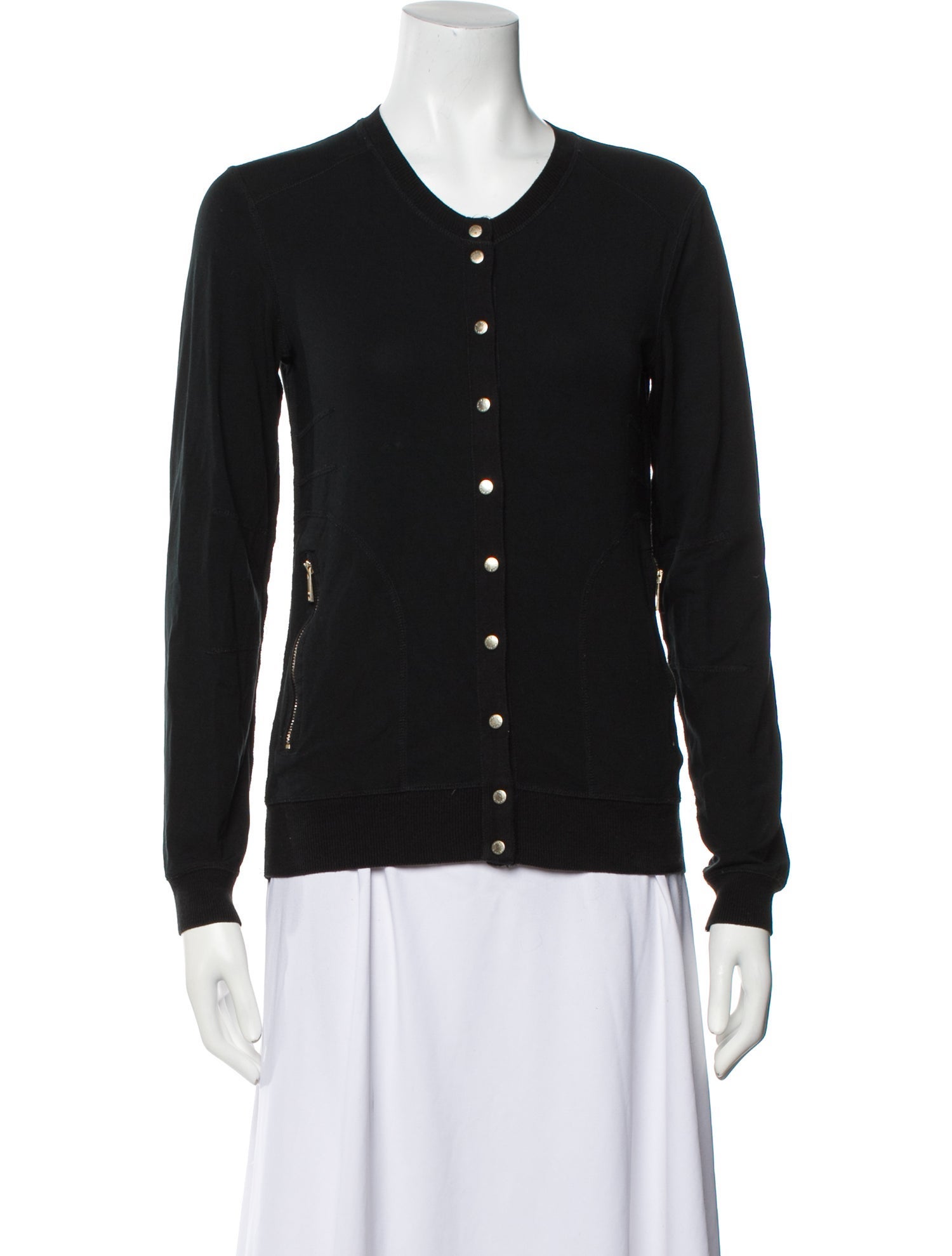 Sonia Rykiel Crew Neck Long Sleeve Button-Up Top