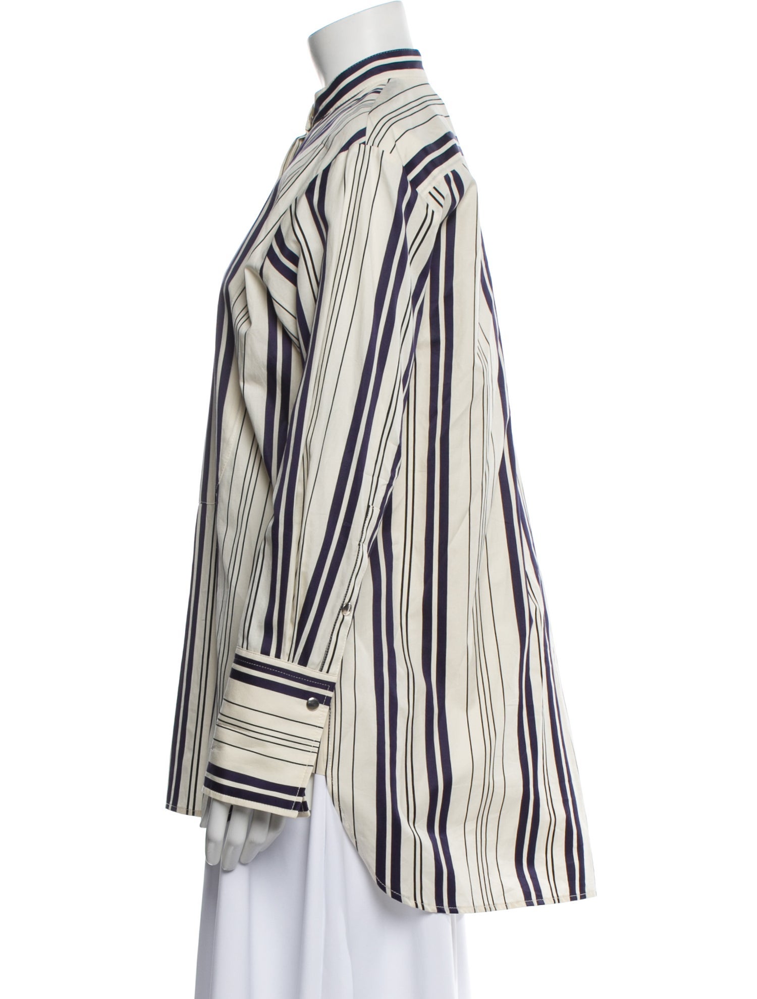 Sonia Rykiel Striped Long Sleeve Button-Up Top w/ Tags