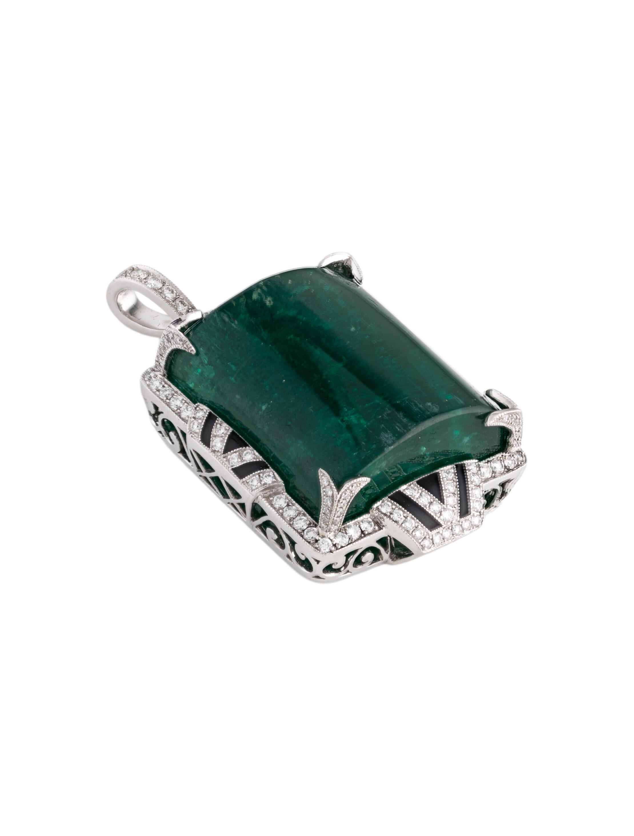 Sophia D. Collection Platinum Emerald & Diamond Pendant
