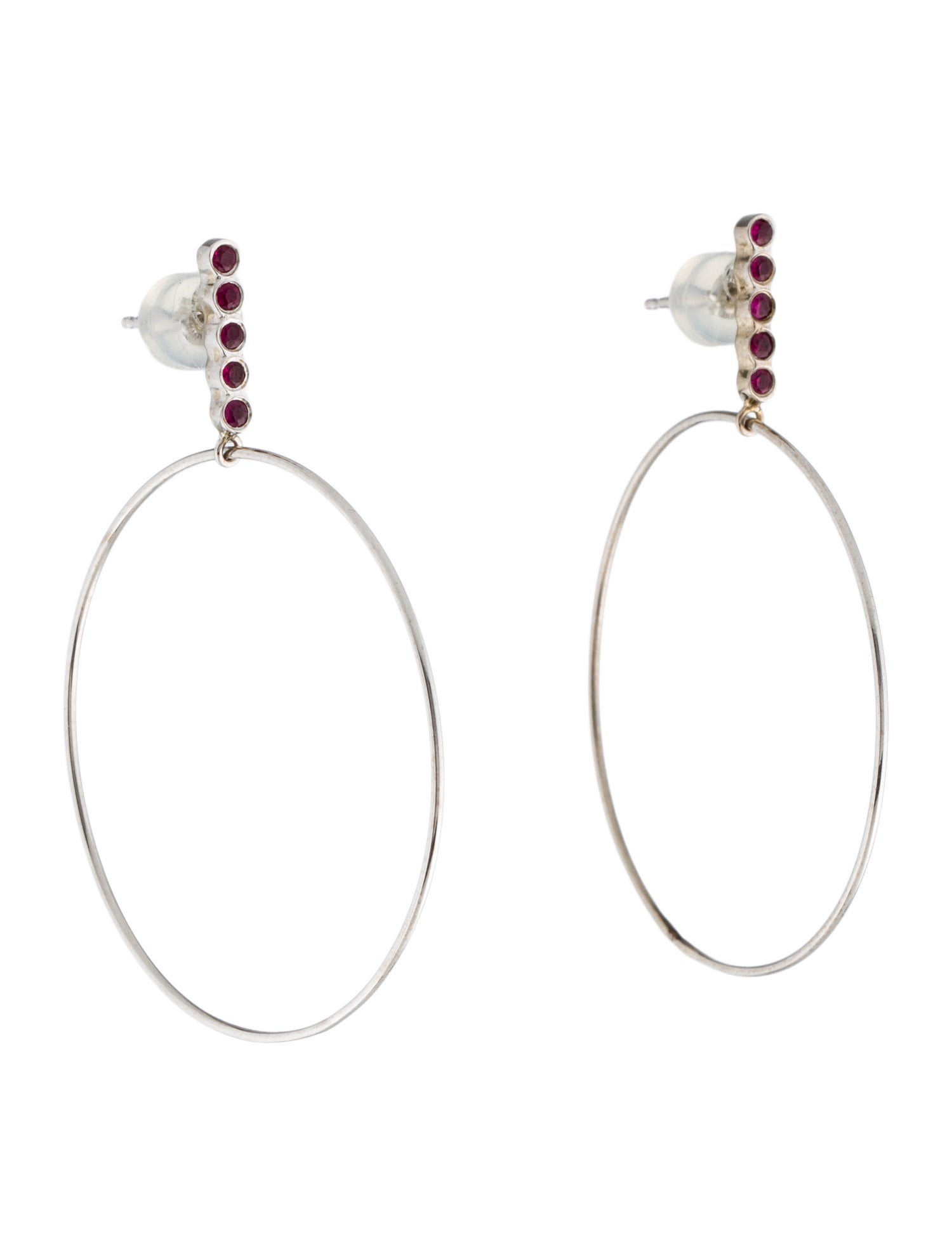 Sophie Ratner 14K Ruby Drop Hoop Earrings