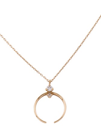 Sophie Ratner 14K Diamond Crescent Pendant Necklace