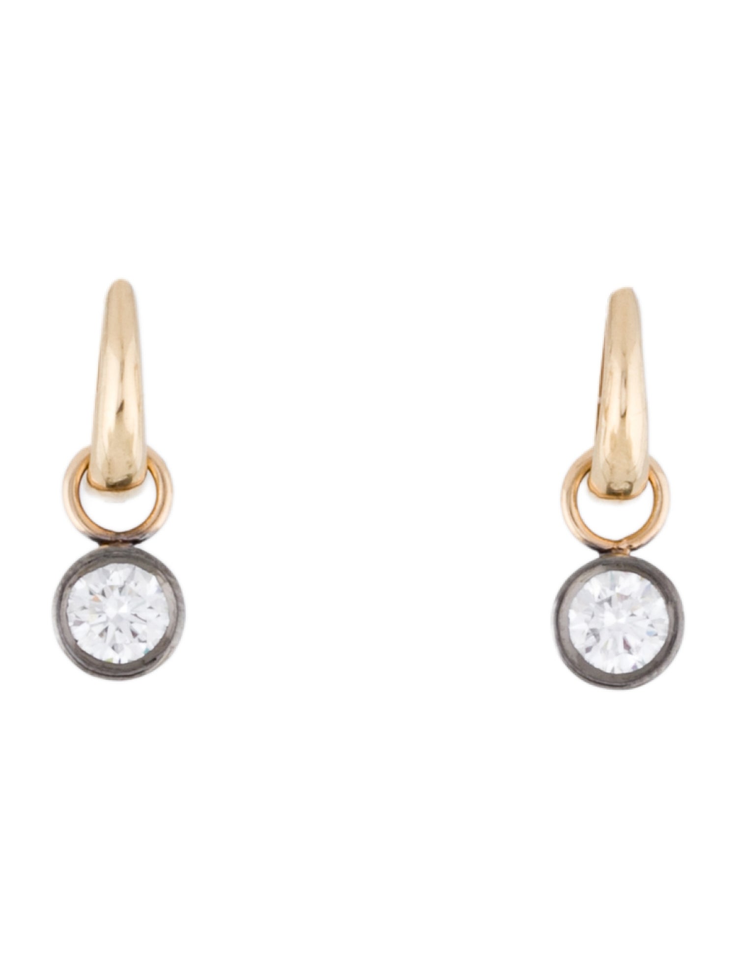 Sophie Ratner 14K 1.00ctw Lab-Grown Diamond Patina Earring Charms w/ 8mm Tapered Huggie Earrings