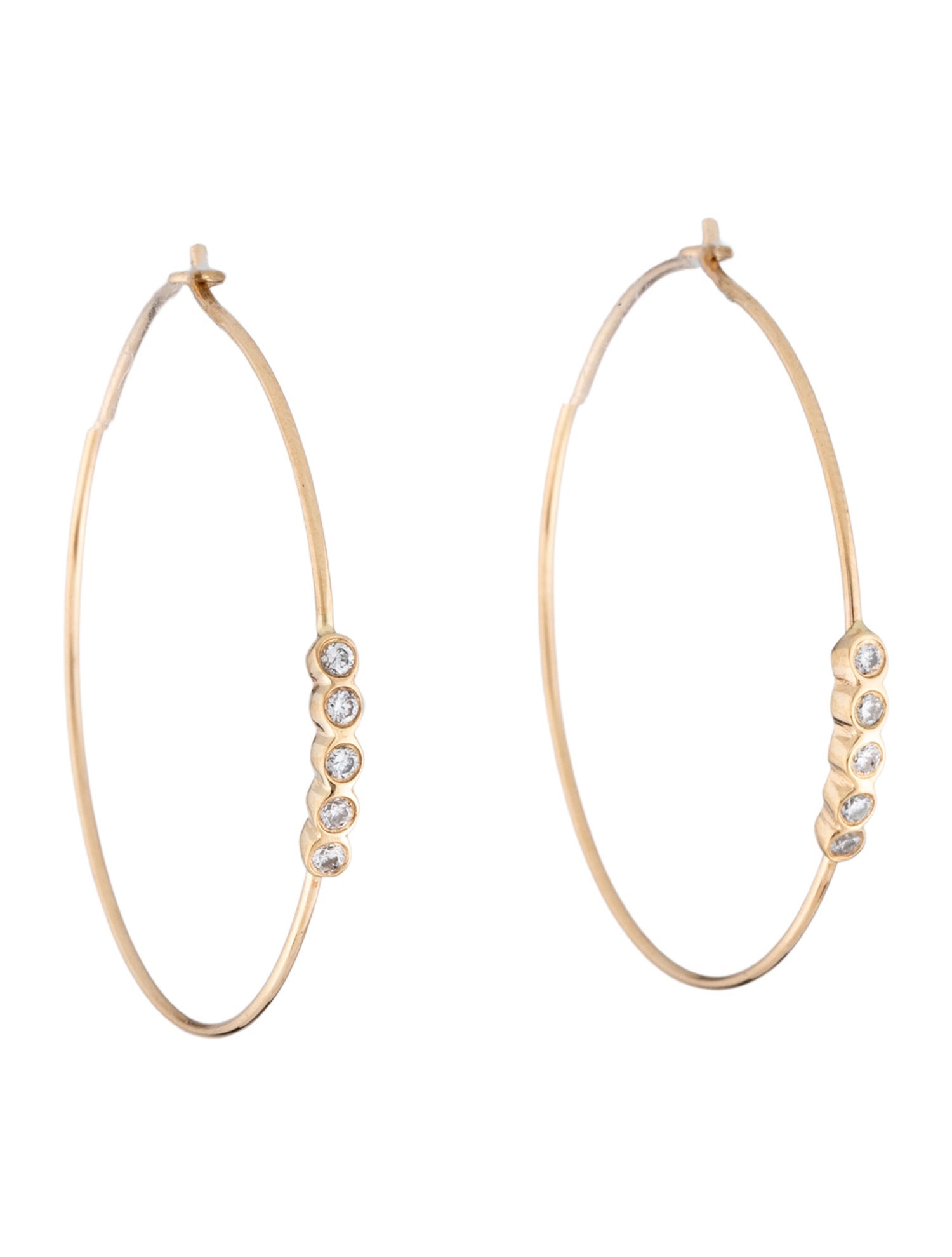 Sophie Ratner 14K Diamond Wire Hoop Earrings