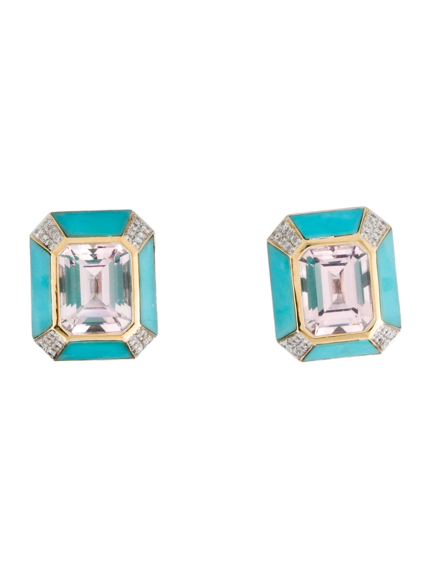 Sorellina 18K Turquoise, Danburite & Diamond Earclips