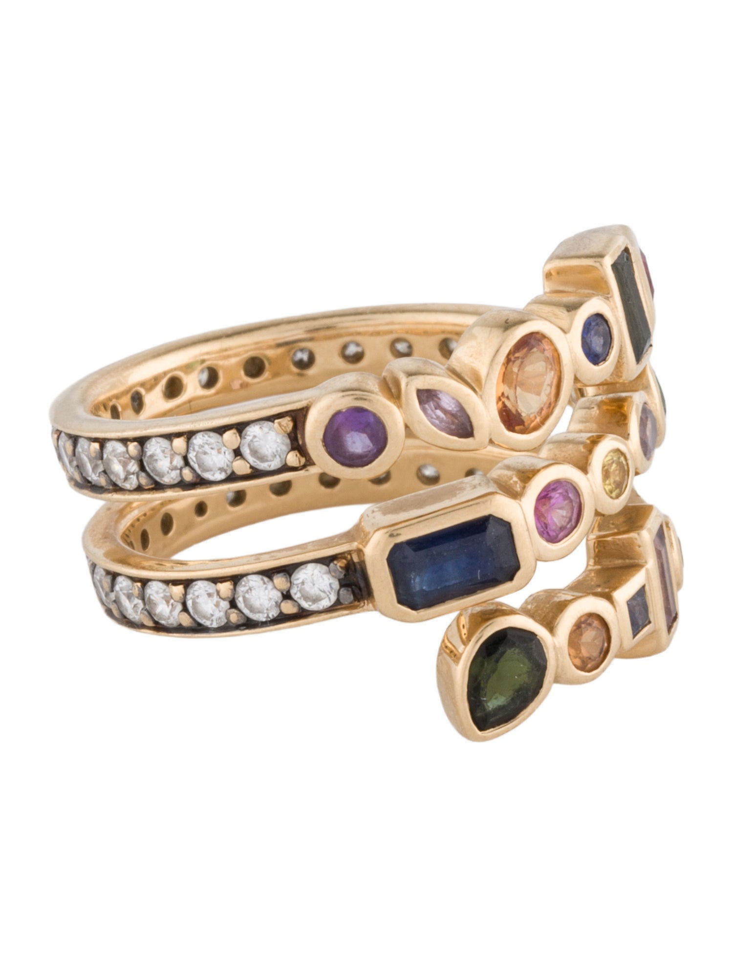 Sorellina 18K Diamond & Multistone Monroe Coil Ring