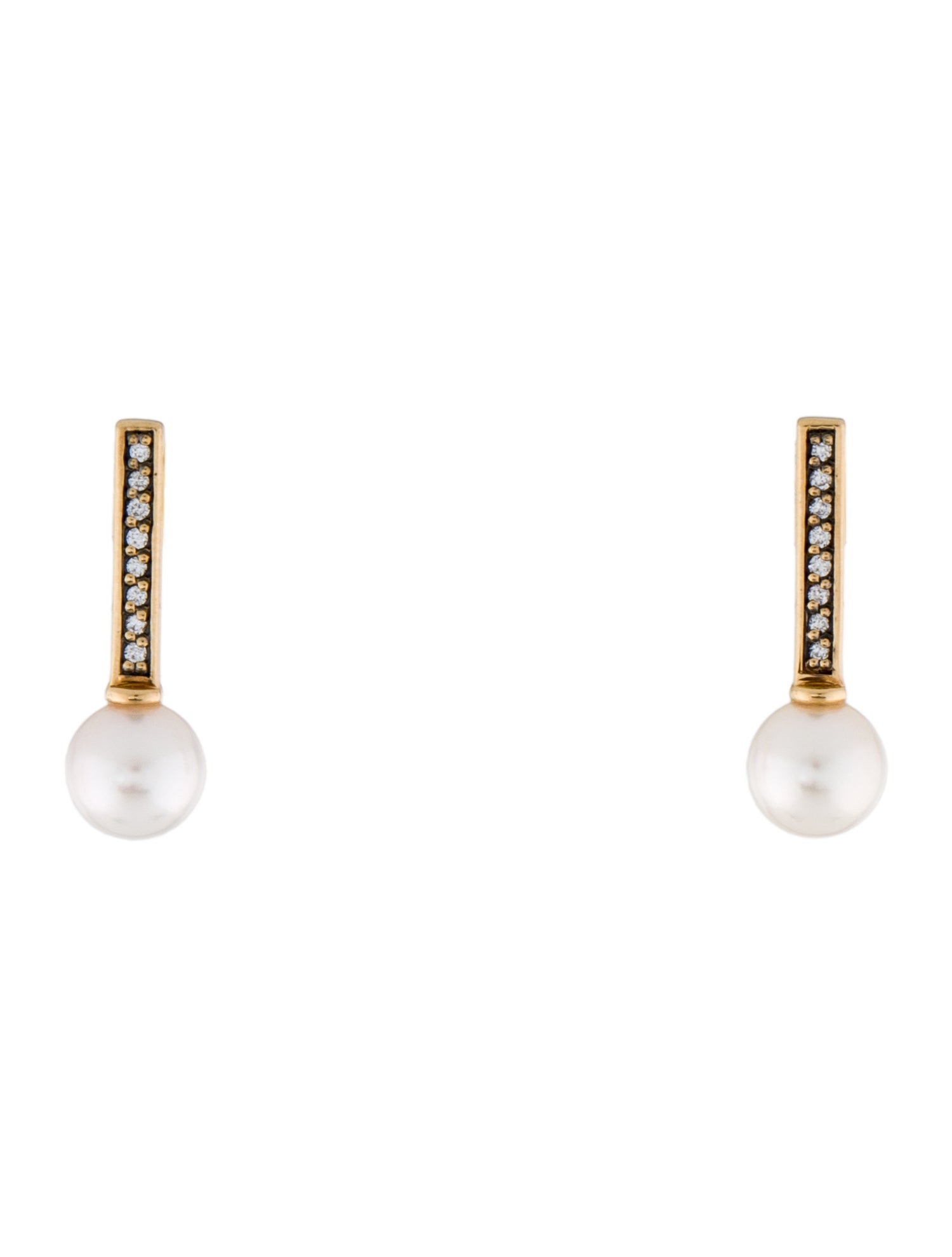 Sorellina 18K Pearl & Diamond Stix and Stone Sphere Stud Earrings