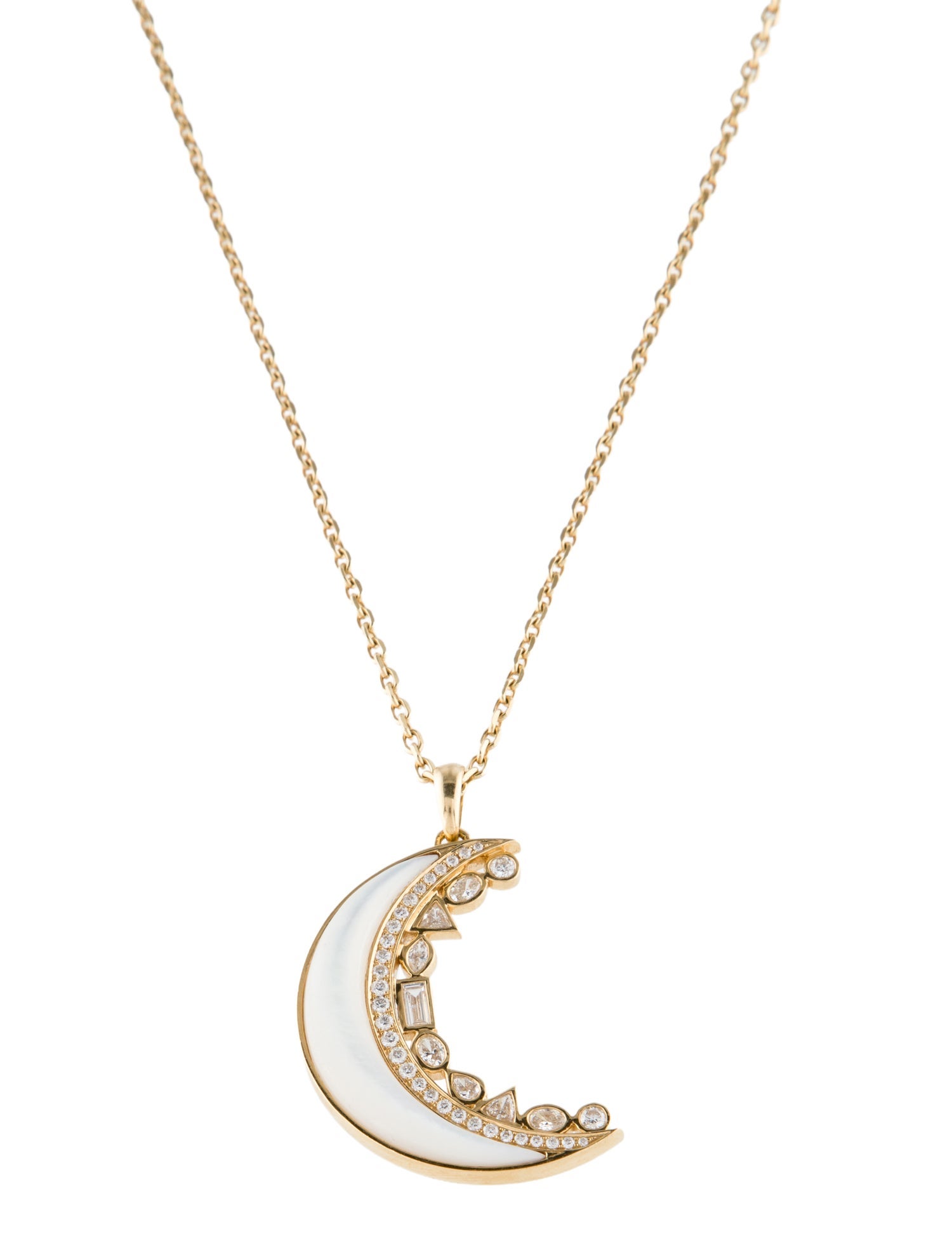 Sorellina 18K Mother of Pearl & Diamond Crescent Moon Pendant