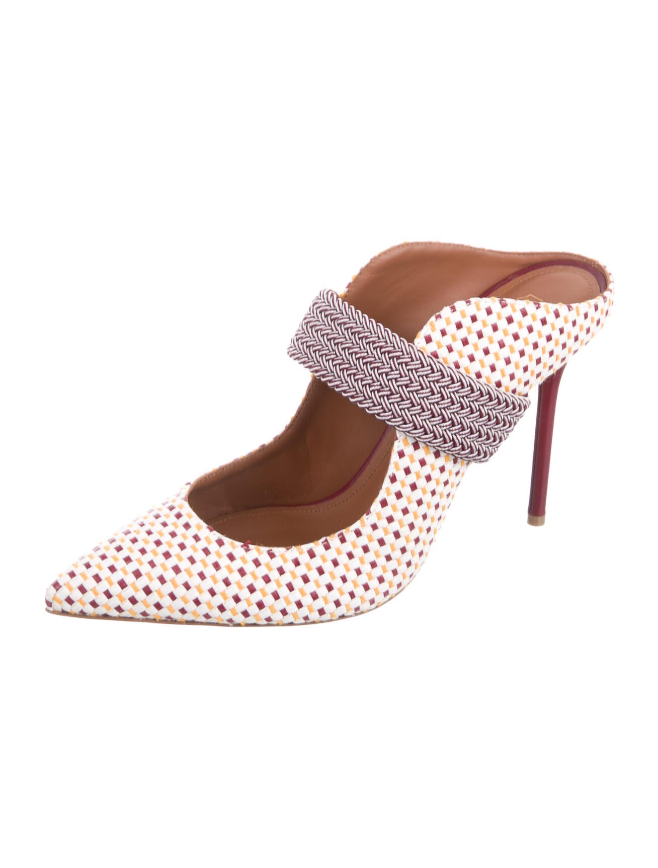 Malone Souliers Raffia Patterned Mules - Burgundy Pumps, Shoes - SOU22408 | The RealReal