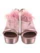 Malone Souliers Satin Feather Trim Slides