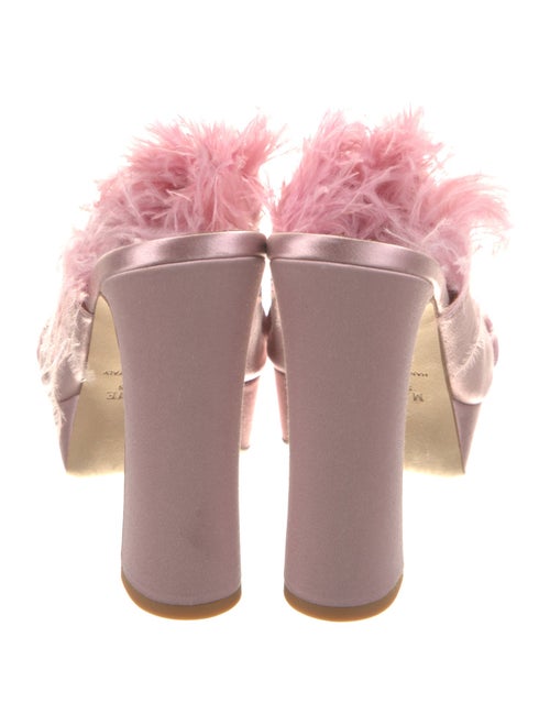 Malone Souliers Satin Feather Trim Slides