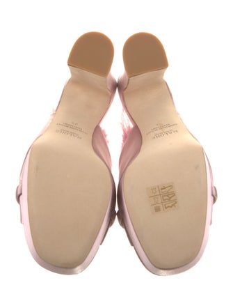 Malone Souliers Satin Feather Trim Slides