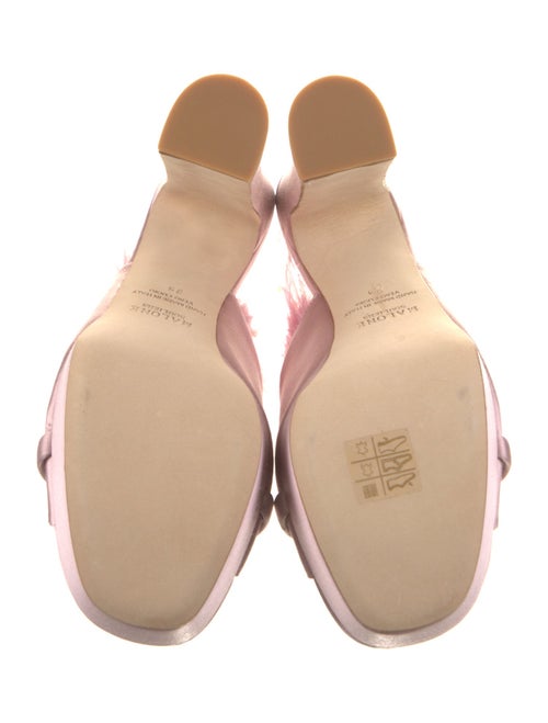 Malone Souliers Satin Feather Trim Slides