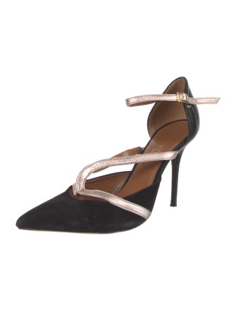 Malone Souliers Suede Colorblock Pattern Slingback Pumps