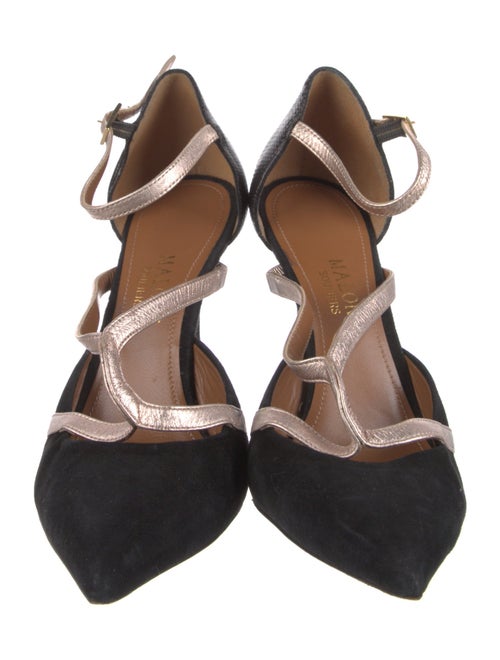 Malone Souliers Suede Colorblock Pattern Slingback Pumps