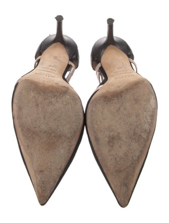 Malone Souliers Suede Colorblock Pattern Slingback Pumps