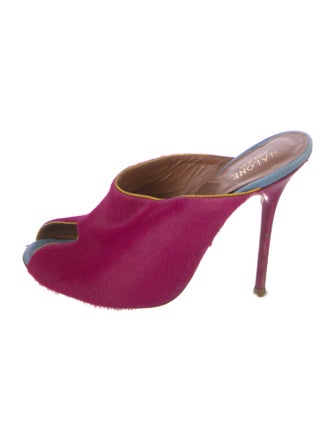 Malone Souliers Ponyhair Fur Trim Slides