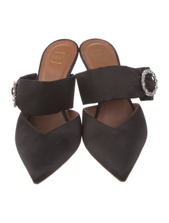 Malone Souliers Satin Crystal Embellishments Mules