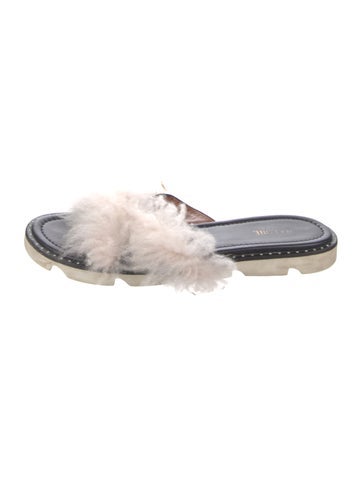 Malone Souliers Sandals Faux Fur Trim Slides 9