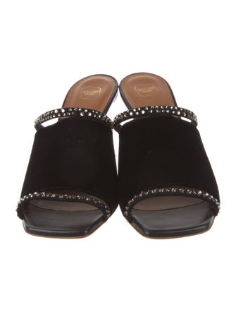 Malone Souliers Suede Crystal Embellishments Slides