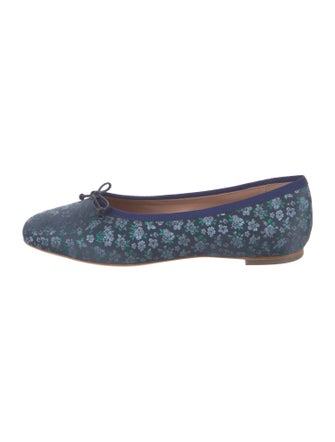 Malone Souliers Floral Print Grosgrain Trim Ballet Flats