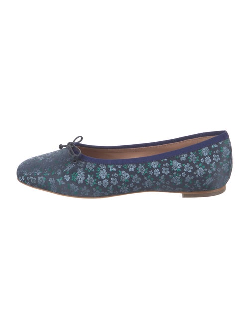 Malone Souliers Floral Print Grosgrain Trim Ballet Flats
