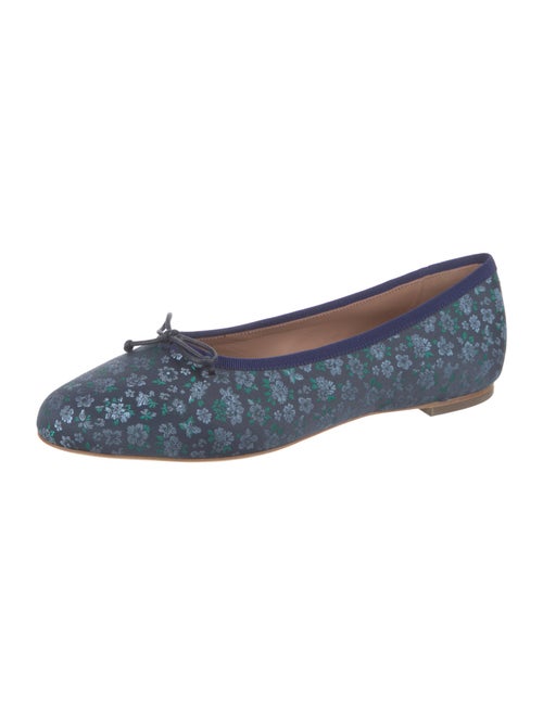 Malone Souliers Floral Print Grosgrain Trim Ballet Flats