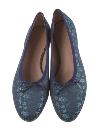 Malone Souliers Floral Print Grosgrain Trim Ballet Flats