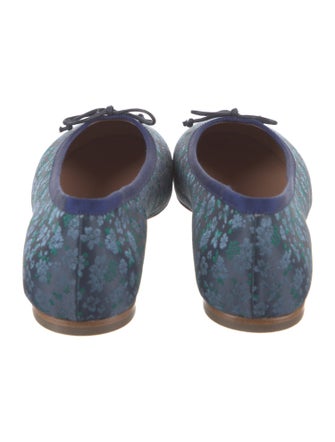 Malone Souliers Floral Print Grosgrain Trim Ballet Flats