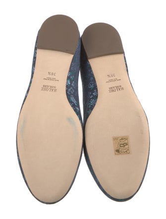 Malone Souliers Floral Print Grosgrain Trim Ballet Flats