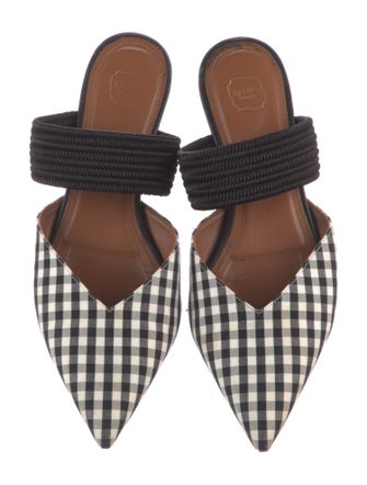 Malone Souliers Canvas Plaid Print Mules