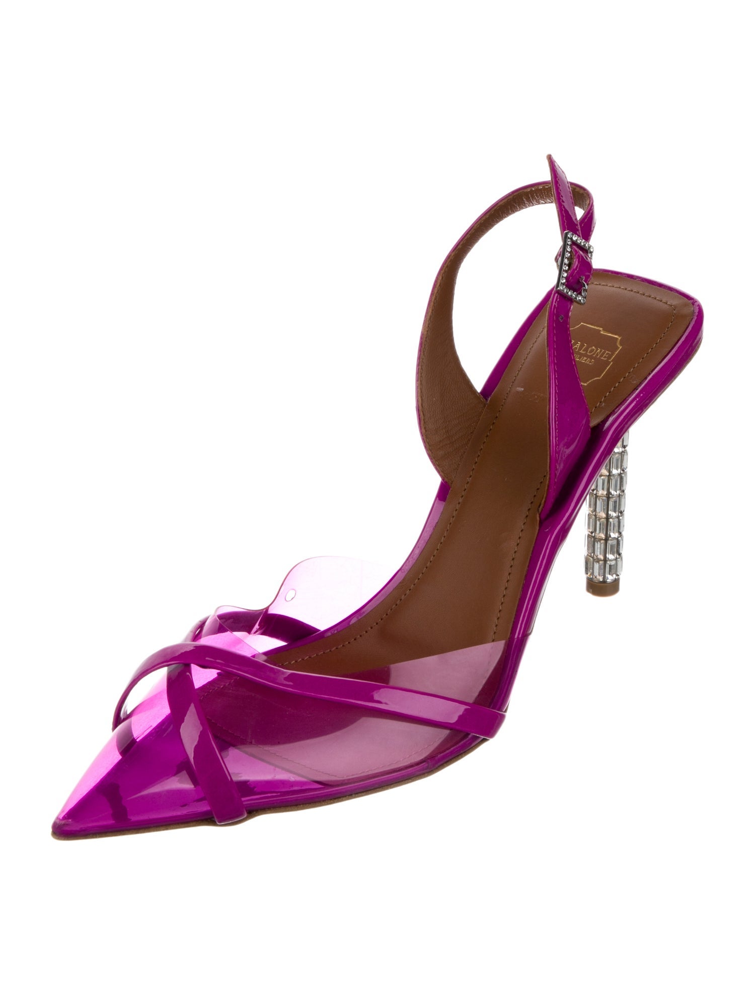 Malone Souliers PVC Crystal Embellishments Slingback Pumps
