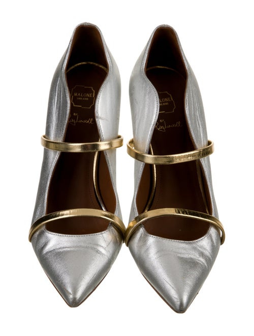 Malone Souliers Leather Colorblock Pattern T-Strap Pumps