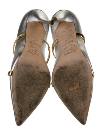 Malone Souliers Leather Colorblock Pattern T-Strap Pumps