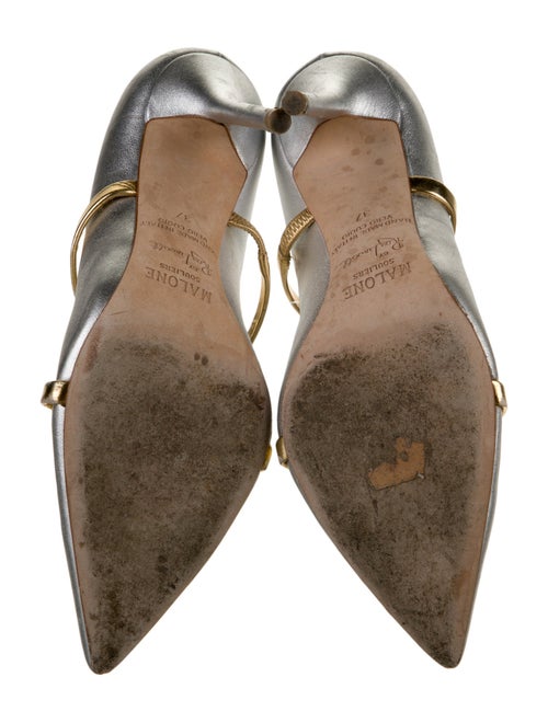 Malone Souliers Leather Colorblock Pattern T-Strap Pumps