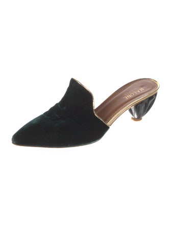 Malone Souliers Velvet Leather Trim Embellishment Mules