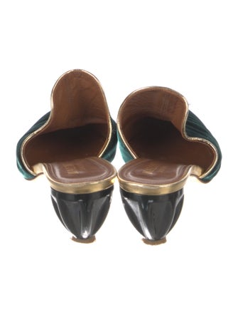 Malone Souliers Velvet Leather Trim Embellishment Mules