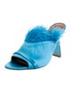 Malone Souliers Satin Feather Trim Slides