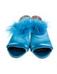 Malone Souliers Satin Feather Trim Slides