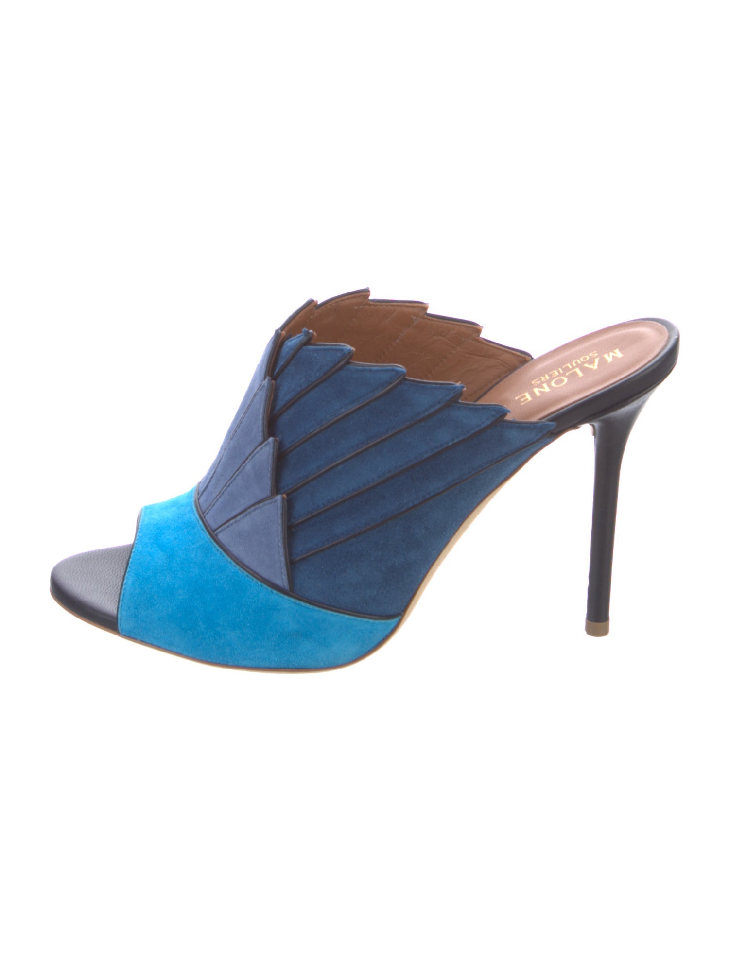 Malone Souliers Suede Colorblock Pattern Slides