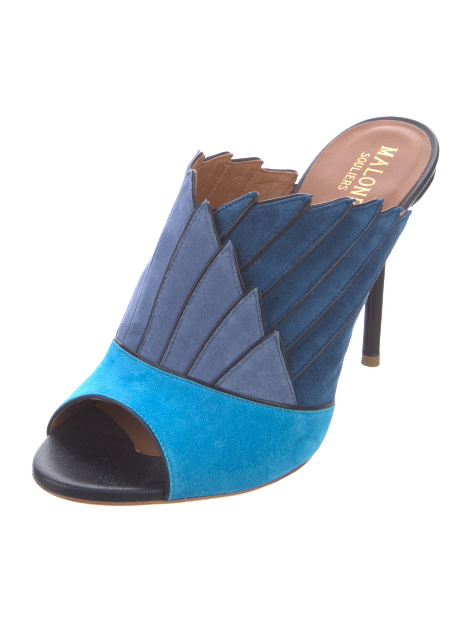 Malone Souliers Suede Colorblock Pattern Slides