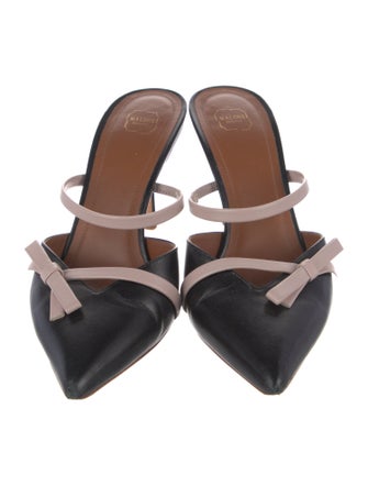 Malone Souliers Leather Bow Accents Slides